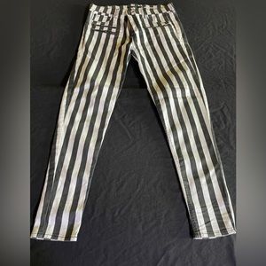 Blackheart Black White Stripe Skinny Jeans - Size 13
